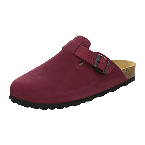 AFS-Schuhe 2900 Clogs Damen, Bequeme Hausschuhe, echt Leder (43 EU, Rot/Beere) von AFS-Schuhe