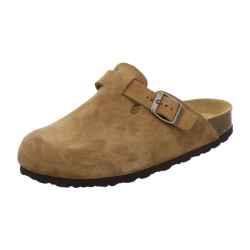 AFS-Schuhe 2900 Clogs Damen Bequeme Hausschuhe mit Fußbett aus Leder Made in Germany (37 EU, Cognac Velour) von AFS-Schuhe