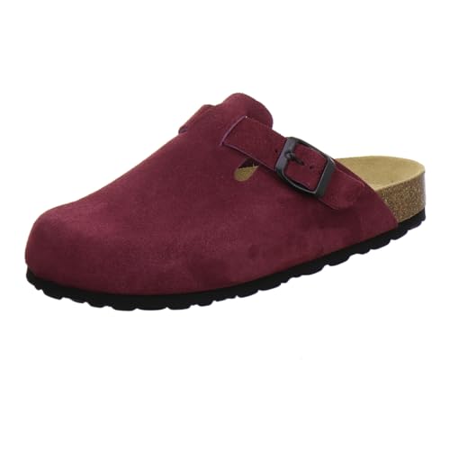 AFS-Schuhe 2900 Clogs Damen Bequeme Hausschuhe mit Fußbett aus Leder Made in Germany (39 EU, Beere Velour) von AFS-Schuhe
