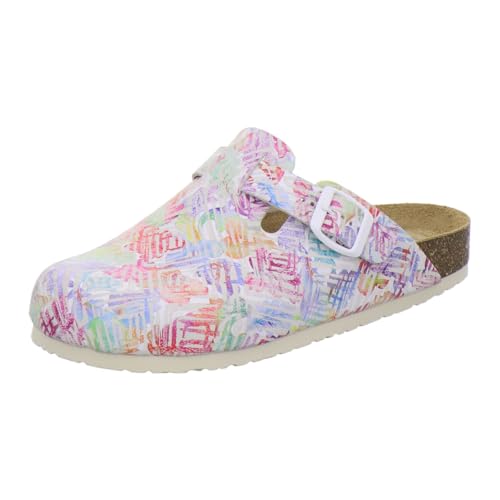 AFS-Schuhe 2900 Clogs Damen Hausschuhe mit atmungsaktivem Leder-Fußbett für täglichen Gebrauch (40 EU, Multicolor) von AFS-Schuhe