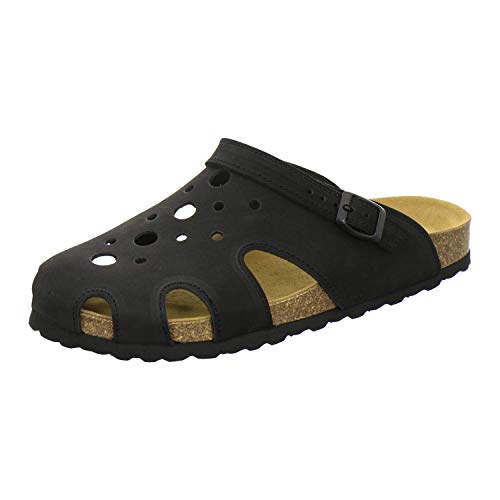 AFS-Schuhe Herren Hausschuhe 45 aus Leder geschlossen, Winter Clogs Herren bequem flach, Schlappen für Männer, 3093 (45 EU, schwarz) von AFS-Schuhe