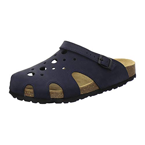 AFS-Schuhe 3093 Clogs Herren aus Leder, Bequeme Hausschuhe geschlossen, praktische Arbeits-Pantoffeln, modische Schlappen für zu Hause, Made in Germany (39 EU, Navy) von AFS-Schuhe