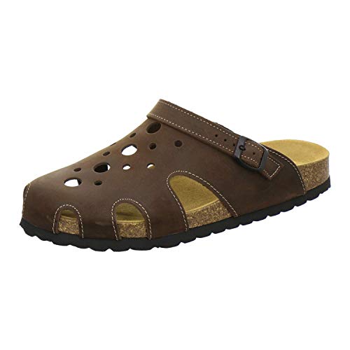 AFS-Schuhe 3093 Clogs Herren aus Leder, Bequeme Hausschuhe geschlossen, praktische Arbeits-Pantoffeln, modische Schlappen für zu Hause, Made in Germany (43 EU, Mocca) von AFS-Schuhe