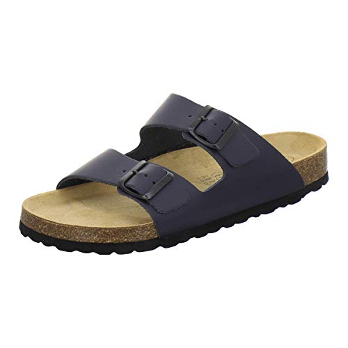 AFS-Schuhe 3100 Bequeme Pantoletten für Herren Leder, Hausschuhe Arbeitsschuhe, Made in Germany (45 EU, Blau/Navy) von AFS-Schuhe