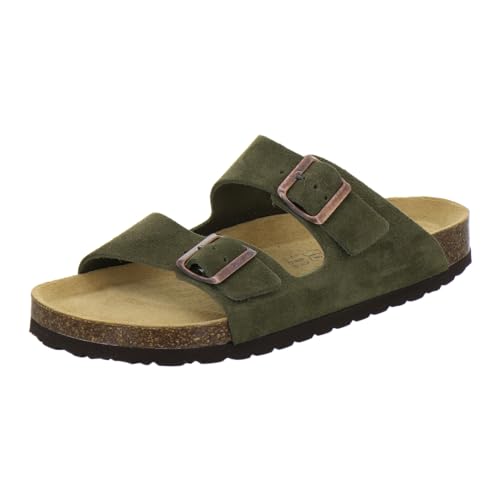 AFS-Schuhe 3100 Herren Sandalen Leder mit Fußbett beige, Hausschuhe Arbeitsschuhe, Made in Germany (41 EU, moos) von AFS-Schuhe