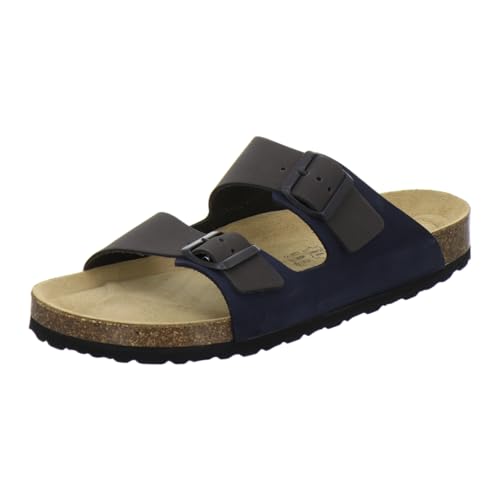 AFS-Schuhe 3100 Herren Sandalen Sommer bequem aus Leder Velour, Hausschuhe Arbeitsschuhe, Made in Germany (44 EU, Navy-Stone) von AFS-Schuhe