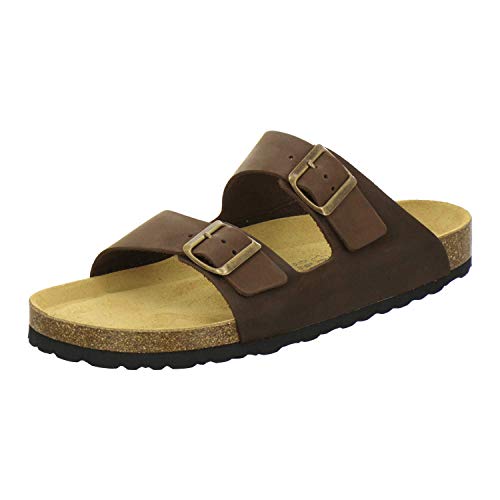 AFS-Schuhe 3100 Bequeme Pantoletten für Herren Leder, Hausschuhe Arbeitsschuhe, Made in Germany (48 EU, Braun/Tabak) von AFS-Schuhe