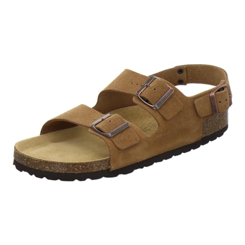 AFS-Schuhe 3105 Bequeme Sandalen für Herren Leder, Hausschuhe Arbeitsschuhe, Made in Germany (42 EU, cognac Velour) von AFS-Schuhe