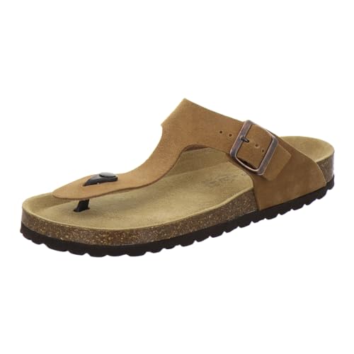 AFS-Schuhe 3107 Bequeme Pantoletten Herren aus Leder, Sandalen Männer flach (40 EU, Cognac Velourleder) von AFS-Schuhe