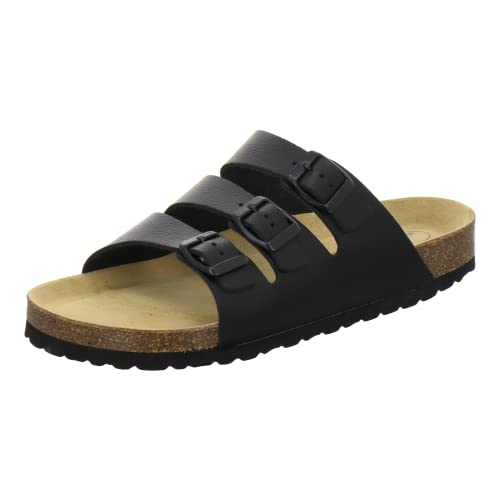 AFS-Schuhe 3133, Bequeme Herren Sommer Pantoletten mit Fussbett, sportliche Sandalen aus Leder, Arbeitsschuhe Made in Germany (41 EU, schwarz Glattleder) von AFS-Schuhe