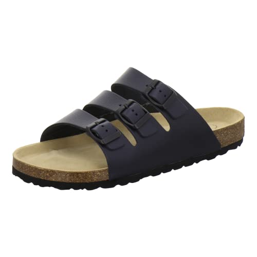 AFS-Schuhe 3133, Bequeme Pantoletten für Herren offen, sportliche Sandalen aus Leder, Arbeitsschuhe Made in Germany (44 EU, Navy Glattleder) von AFS-Schuhe