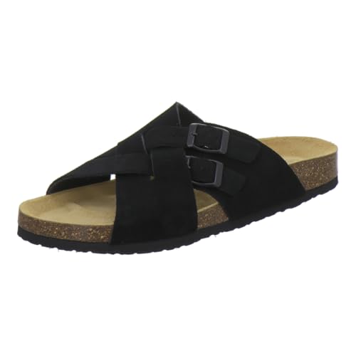 AFS-Schuhe 3142 Pantoletten Herren aus Leder Sommer, Hausschuhe Arbeitsschuhe, Made in Germany (42 EU, schwarz) von AFS-Schuhe