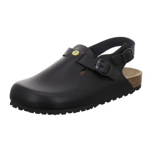 AFS-Schuhe 31940 ESD-Clogs, Bequeme Haus-Schuhe für Damen und Herren, praktische Arbeitsschuhe, hochwertiges, echtes Leder, modische, verstellbare Pantoletten, Made in Germany (37 EU, Schwarz) von AFS-Schuhe