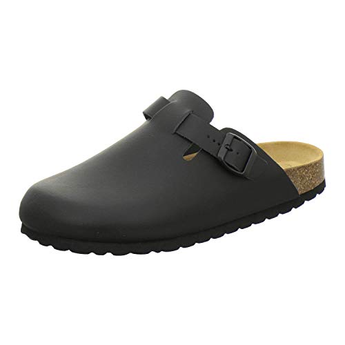 AFS-Schuhe 3900 Herren Clogs, Bequeme Hausschuhe für Männer, Pantoffeln aus Leder, Made in Germany (43 EU, schwarz) von AFS-Schuhe