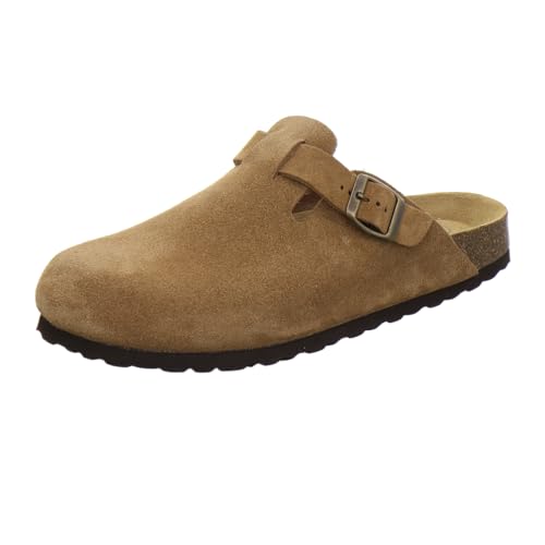 AFS-Schuhe 3900 Herren Clogs, Bequeme Hausschuhe für Männer, Pantoffeln aus Leder, Made in Germany (40 EU, Cognac Velour) von AFS-Schuhe