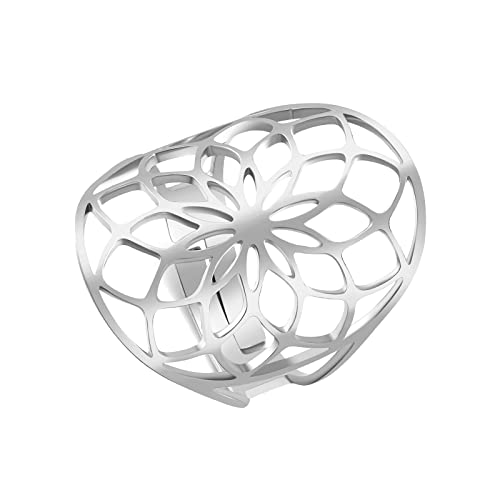 AFSTALR Blume des Lebens Ring, Große Hohle Fingerringe, Verstellbare Filigrane Blume Ringband für Frauen von AFSTALR