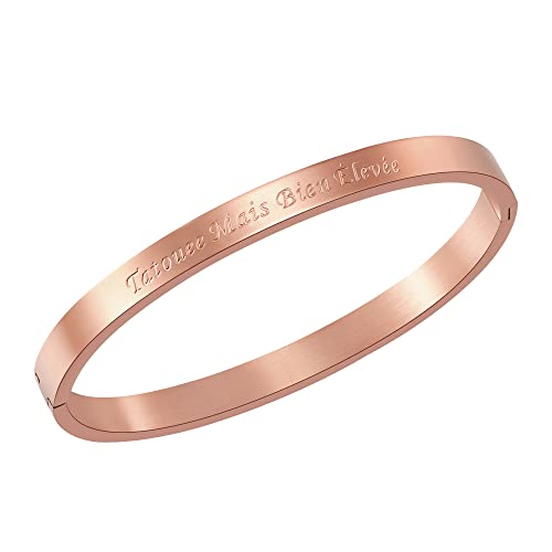 AFSTALR Bracelets Fin en Acier Inoxydable Message Bracelet pour Femme d’Inspiration d'amitié en Or Rose Bracelet Jonc pour Meilleur Ami… von AFSTALR