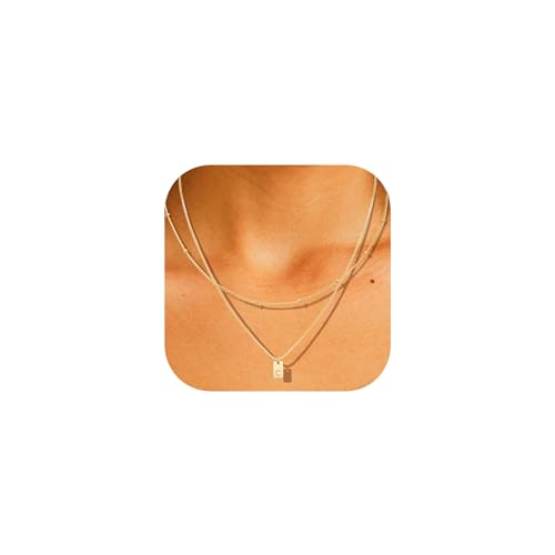 AFSTALR Buchstaben Kette Damen Layered Initialen Kette,Edelstahl Gold Kette mit Buchstaben C Anhänger, Namenskette Geschenke Schmuck für Frauen Mädchen Mama von AFSTALR