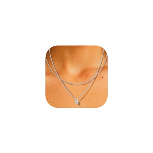 AFSTALR Buchstaben Kette Damen Layered Initialen Kette,Edelstahl Silber Kette mit Buchstaben K Anhänger, Namenskette Geschenke Schmuck für Frauen Mädchen Mama von AFSTALR