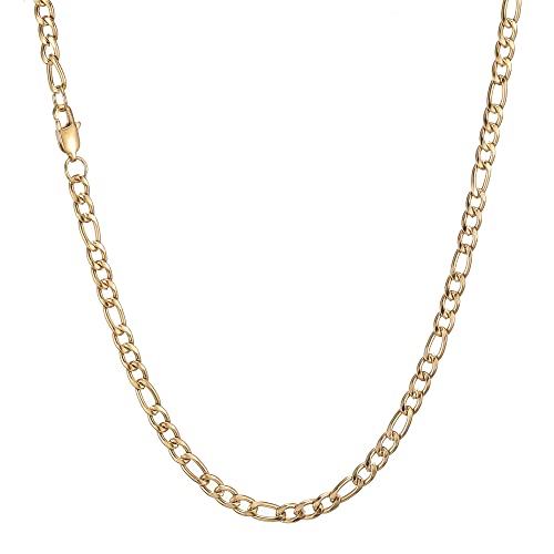 AFSTALR Chaîne Figaro 1+3 Homme Collier et Bracelet en Acier Inoxydable Noir (Or-5mm, 90cm) von AFSTALR