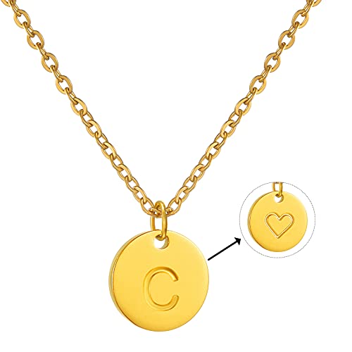 AFSTALR Damen Initialen Kette C Buchstaben Anhänger Gold Kette mit Herzen Geburtstagsgeschenk für Mädchen von AFSTALR