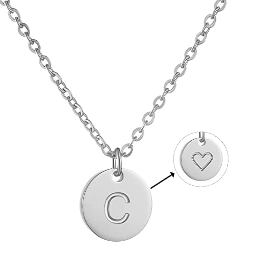 AFSTALR Damen Initialen Kette C Buchstaben Anhänger Silber Kette mit Herzen Geburtstagsgeschenk für Mädchen von AFSTALR