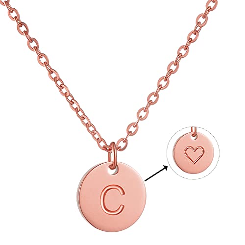 AFSTALR Damen Initialen Kette C Buchstaben Anhänger Rosegold Kette mit Herzen Geburtstagsgeschenk für Mädchen von AFSTALR