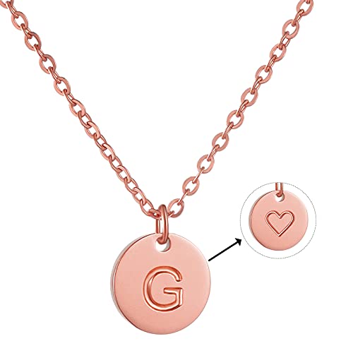 AFSTALR Damen Initialen Kette G Buchstaben Anhänger Rosegold Kette mit Herzen Geburtstagsgeschenk für Mädchen von AFSTALR