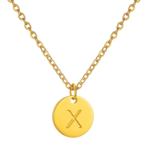 AFSTALR Damen Initialen Kette X Buchstaben Anhänger Gold Kette mit Herzen Geburtstagsgeschenk für Mädchen von AFSTALR