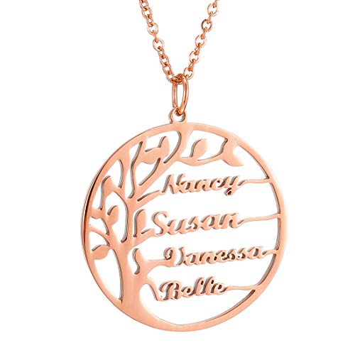 AFSTALR Damen Kette Baum des Lebens Personalisierte Namen Lebensbaum Stammbaum für Tochter Mutter Geburtstag Jahrestag Schmuck von AFSTALR