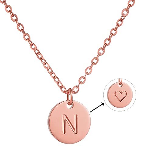 AFSTALR Damen Initialen Kette N Buchstaben Anhänger Rosegold Kette mit Herzen Geburtstagsgeschenk für Mädchen von AFSTALR