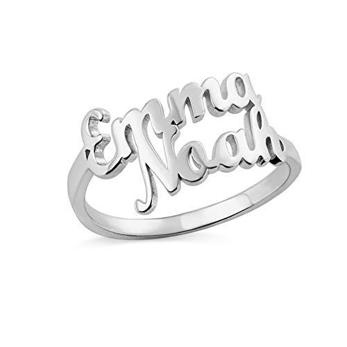 AFSTALR Damen Ring Name Personalisierte, Benutzerdefinierter Ring Silber Eheringe mit Herz Buchstaben Tochter Mutter Geschenk von AFSTALR