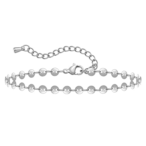 AFSTALR Edelstahl Damen Fußkettchen, Verstellbare Sommer Fusskettchen Strand, Edelstahl Damen Fußkettchen, Größenverstellbare Frauen Fuß Kette von AFSTALR
