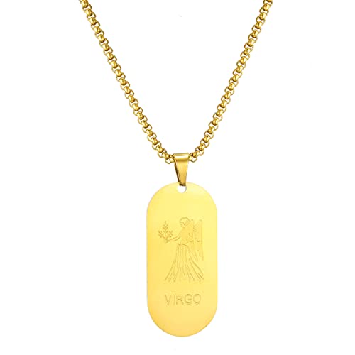 AFSTALR Gold Kette 12 Sternbilder Jungfrau Halskette Herren Tierkreis Kette Anhänger Konstellation Kette von AFSTALR