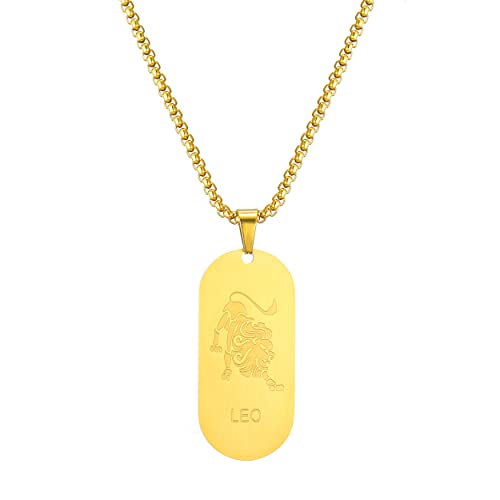 AFSTALR Gold Kette 12 Sternbilder Löwe Halskette Herren Tierkreis Kette Anhänger Konstellation Kette von AFSTALR