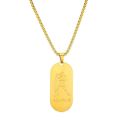 AFSTALR Gold Kette 12 Sternbilder Wassermann Halskette Herren Tierkreis Kette Anhänger Konstellation Kette von AFSTALR