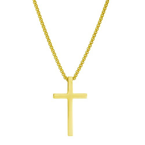 AFSTALR Gold Kreuz Kette Herren Kette mit Kreuz Anhänger Halskette Religiös Schmuck für Herren von AFSTALR