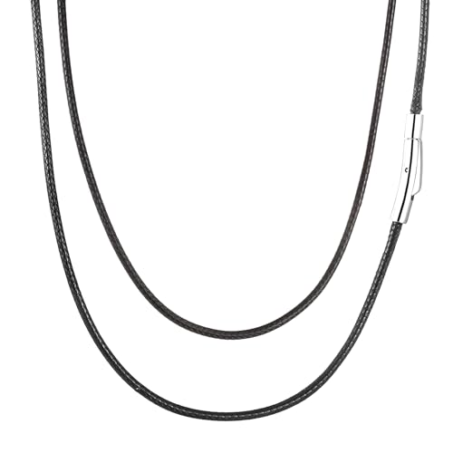 AFSTALR Herren Geflochten Lederkette Lederband 2mm Kunstleder Schwarz Leder Halskette Kette für Anhänger mit Edelstahl Verschluss 41cm AFSTALR Herren Geflochten Lederkette Lederband 2mm Kunstleder Schwarz Leder Halskette Kette für Anhänger mit Edelstahl Verschluss 41cm von AFSTALR