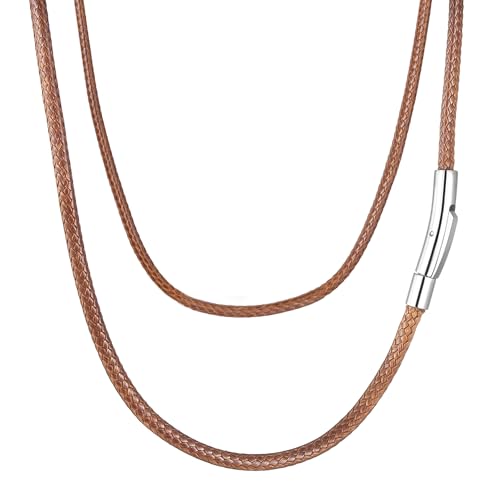 AFSTALR Herren Geflochten Lederkette Lederband 3mm Kunstleder Braun Leder Halskette Kette für Anhänger mit Edelstahl Verschluss 71cm AFSTALR Herren Geflochten Lederkette Lederband 3mm Kunstleder Braun Leder Halskette Kette für Anhänger mit Edelstahl Verschluss 71cm von AFSTALR