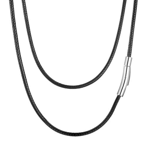 AFSTALR Herren Geflochten Lederkette Lederband 3mm Kunstleder Schwarz Leder Halskette Kette für Anhänger mit Edelstahl Verschluss 71cm AFSTALR Herren Geflochten Lederkette Lederband 3mm Kunstleder Schwarz Leder Halskette Kette für Anhänger mit Edelstahl Verschluss 71cm von AFSTALR