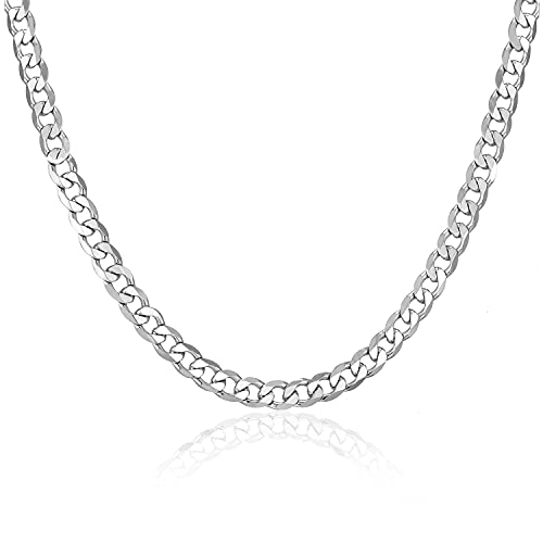 AFSTALR Herren Halskette Silber Panzerkette, Edelstahl Kubanische schmuck Chain 6mm-46cm Ketten für Männer Necklace von AFSTALR