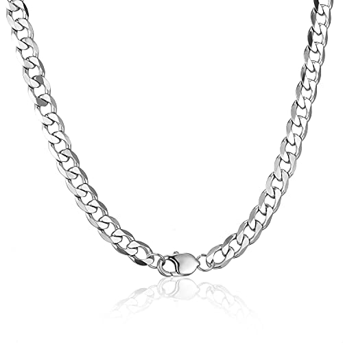 AFSTALR Herren Halskette Silber Panzerkette, Edelstahl Kubanische schmuck Chain 9mm-55cm Ketten für Männer Necklace von AFSTALR