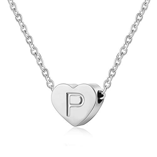 AFSTALR Kette mit Buchstabe P Silber Kette Damen Herz Initialschmuck für Frauen Thanksgiving Weihnachten Schmuck Geschenk von AFSTALR