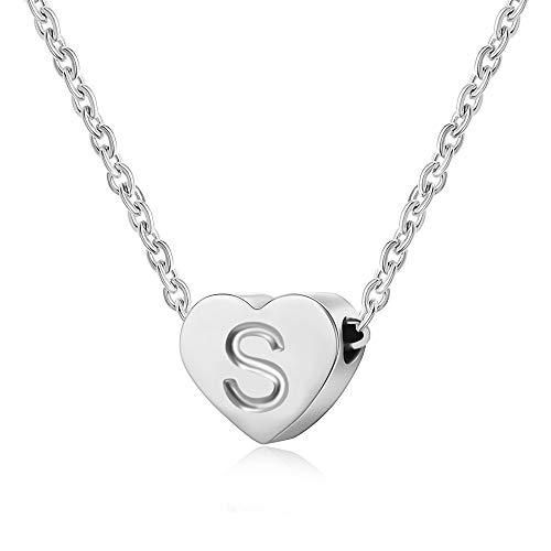 AFSTALR Kette mit Buchstabe S Silber Kette Damen Herz Initialschmuck für Frauen Thanksgiving Weihnachten Schmuck Geschenk von AFSTALR