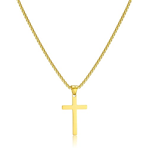 AFSTALR Kreuz Kette Herren Gold Kette mit Kreuz Anhänger Kette Christentum Schmuck Herren von AFSTALR