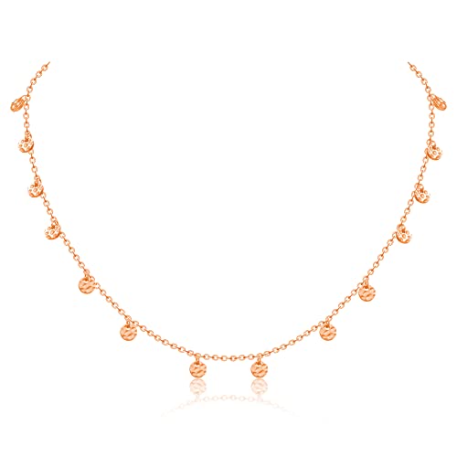 AFSTALR Rosegold Plättchen Kette Damen Kette 15 Muster Coin Halskette mit Muster Runde Plättchen Kette Länge 40+5cm von AFSTALR