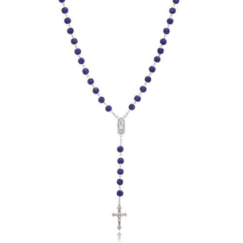 AFSTALR Rosenkranz Kette mit Strasssteine Dunkelblau Rosary für Damen Rosenkranzperlen Halskette mit Jungfrau Maria und Kreuz Anhänger Gebetskette Necklace für Taufe Hochzeit Kommunion Party AFSTALR Rosenkranz Kette mit Strasssteine Dunkelblau Rosary für Damen Rosenkranzperlen Halskette mit Jungfrau Maria und Kreuz Anhänger Gebetskette Necklace für Taufe Hochzeit Kommunion Party von AFSTALR
