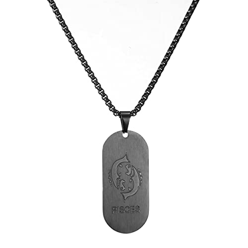 AFSTALR Schwarz Kette 12 Sternbilder Fische Halskette Herren Tierkreis Kette Anhänger Konstellation Kette von AFSTALR