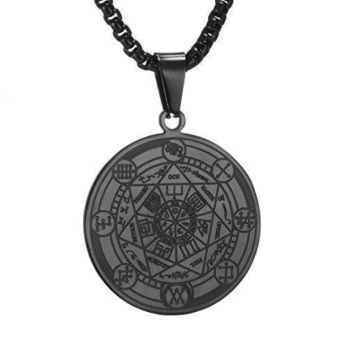 AFSTALR Siegel der Sieben Erzengel Amulett Ketten Anhänger Edelstahl Schmuck für Männer Noir C von AFSTALR