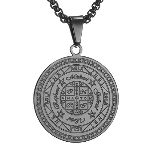 AFSTALR Siegel der Sieben Erzengel Amulett Ketten Anhänger Edelstahl Schmuck für Männer Noir D von AFSTALR